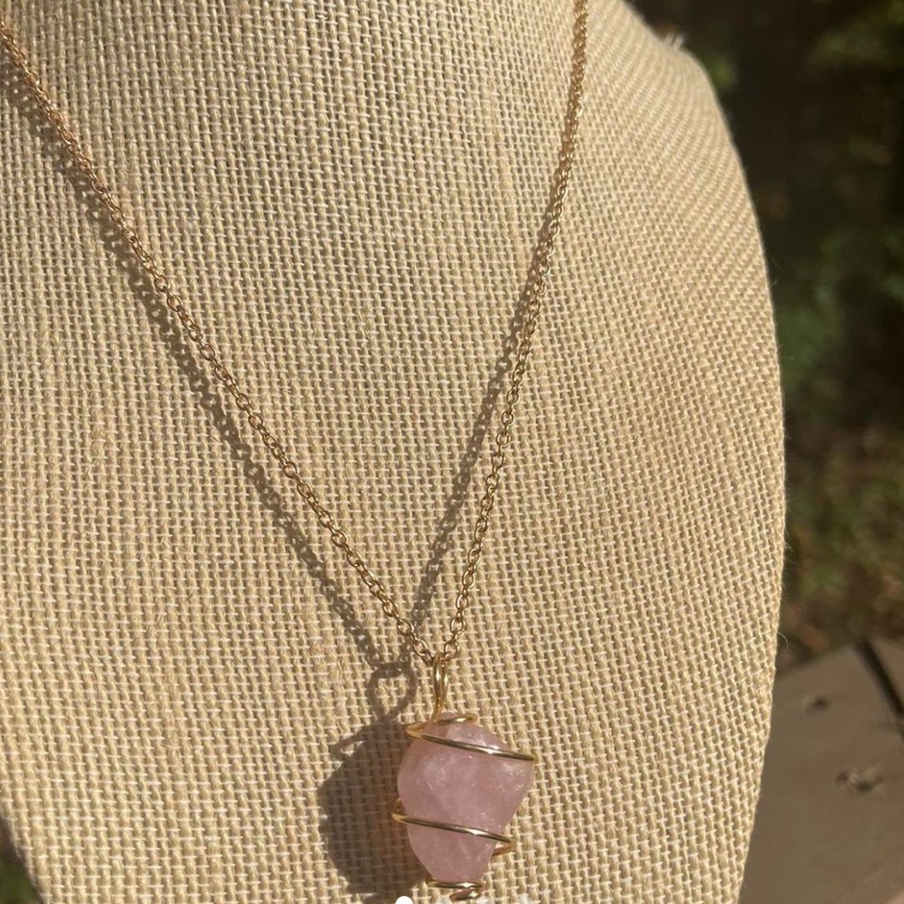 Rose Quartz crystal necklace